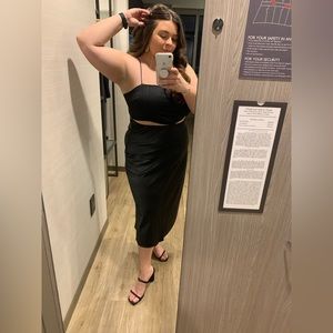 Black Cut-Out Spaghetti Strap Formal Dress